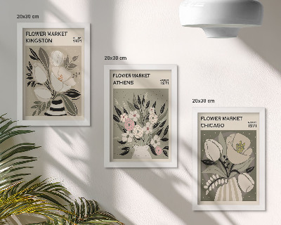 Set 3 tablouri Aranjamente florale în stil retro din diverse orașe