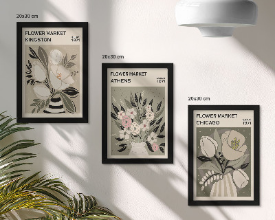 Set 3 tablouri Aranjamente florale în stil retro din diverse orașe