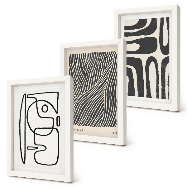 Galerie de perete Modele abstracte cu linii și texturi pe un fundal deschis