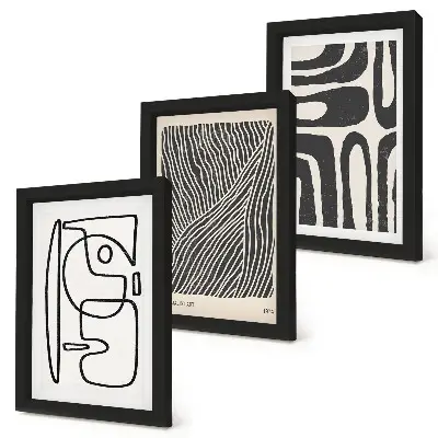 Galerie de perete cu modele abstracte reprezentând linii și texturi pe un fundal deschis