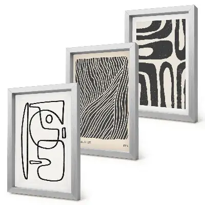 Galerie de perete cu modele abstracte reprezentând linii și texturi pe un fundal deschis