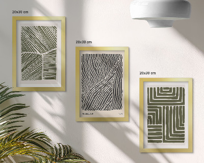 Set 3 tablouri Modele de linii și forme în nuanțe de verde