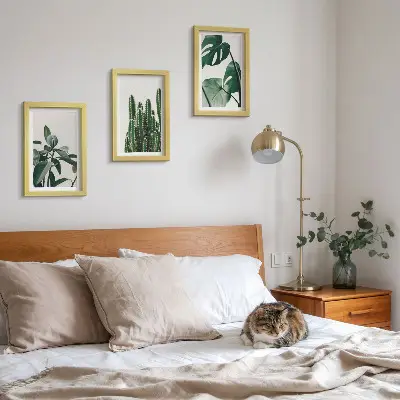 Set 3 tablouri cu plante tropicale de apartament și frunze estetice