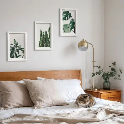 Set 3 tablouri cu plante tropicale de apartament și frunze estetice