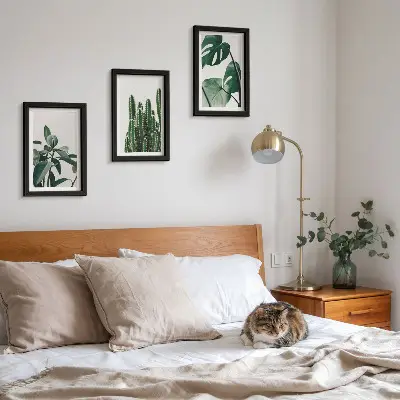 Set 3 tablouri cu plante tropicale de apartament și frunze estetice