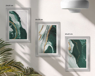Galerie de perete Modele abstracte de vopsea în verde și alb