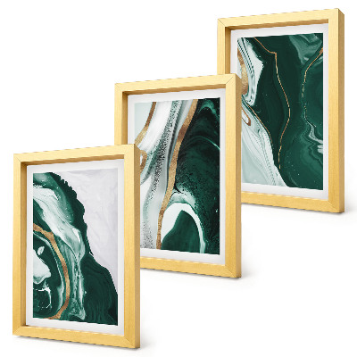 Galerie de perete Modele abstracte de vopsea în verde și alb