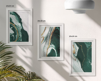 Galerie de perete Modele abstracte de vopsea în verde și alb