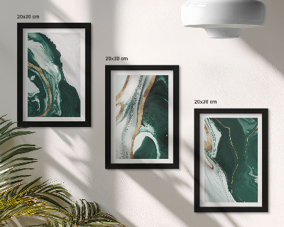 Galerie de perete Modele abstracte de vopsea în verde și alb