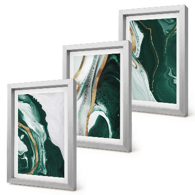 Galerie de perete Modele abstracte de vopsea în verde și alb