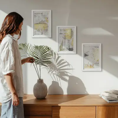 Set de 3 tablouri cu modele de pictură minimalistă abstractă la modă