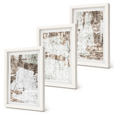 Set 3 tablouri Modele abstracte în nuanțe de alb și maro