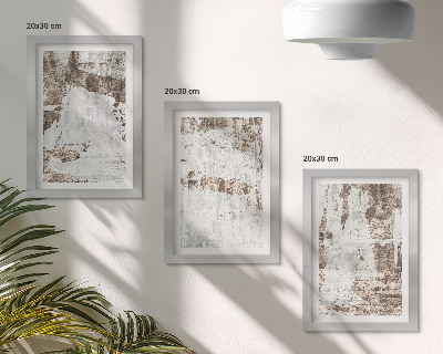 Set 3 tablouri Modele abstracte în nuanțe de alb și maro