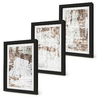 Set 3 tablouri Modele abstracte în nuanțe de alb și maro