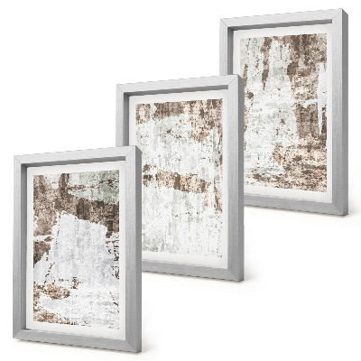 Set 3 tablouri Modele abstracte în nuanțe de alb și maro