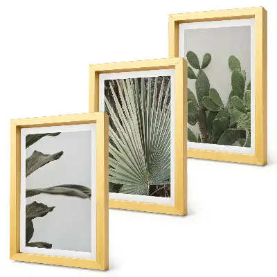 Set de 3 tablouri cu frunze de plante tropicale în culori pastelate
