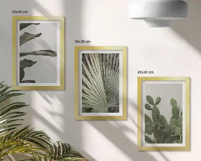 Set de 3 tablouri cu frunze de plante tropicale în culori pastelate