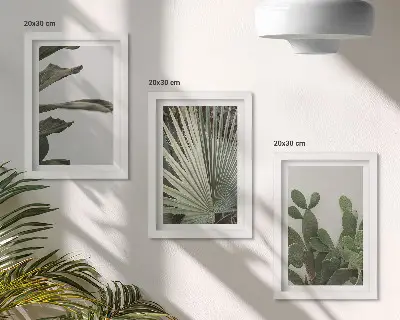 Set de 3 tablouri cu frunze de plante tropicale în culori pastelate