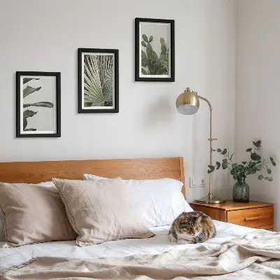 Set de 3 tablouri cu frunze de plante tropicale în culori pastelate