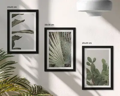 Set de 3 tablouri cu frunze de plante tropicale în culori pastelate