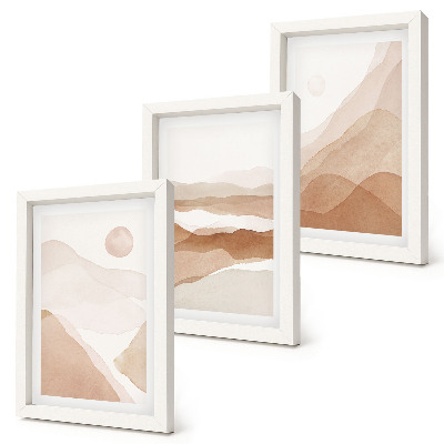 Set 3 tablouri Peisaje abstracte în nuanțe de maro și bej