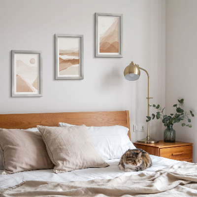 Set 3 tablouri Peisaje abstracte în nuanțe de maro și bej