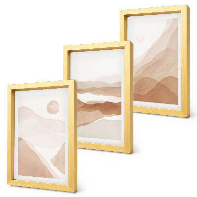 Set 3 tablouri Peisaje abstracte în nuanțe de maro și bej