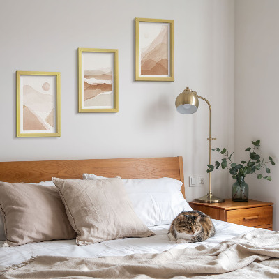 Set 3 tablouri Peisaje abstracte în nuanțe de maro și bej