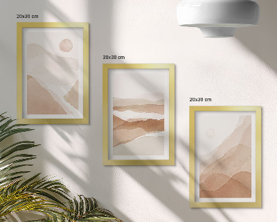 Set 3 tablouri Peisaje abstracte în nuanțe de maro și bej