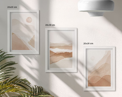 Set 3 tablouri Peisaje abstracte în nuanțe de maro și bej