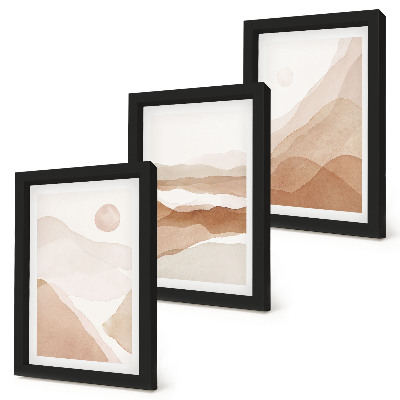 Set 3 tablouri Peisaje abstracte în nuanțe de maro și bej