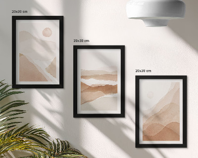Set 3 tablouri Peisaje abstracte în nuanțe de maro și bej