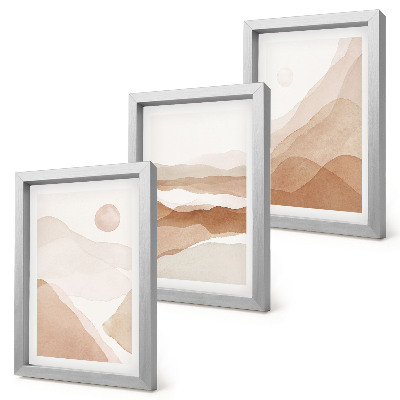 Set 3 tablouri Peisaje abstracte în nuanțe de maro și bej