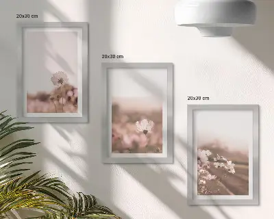 Galerie de perete cu flori sălbatice pe pajiști vara și peisaje romantice