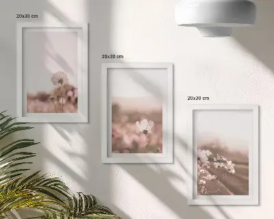 Galerie de perete cu flori sălbatice pe pajiști vara și peisaje romantice