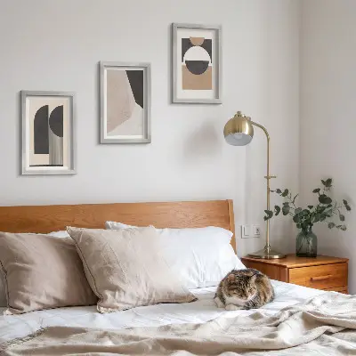 Set 3 tablouri cu forme abstracte în nuanțe de bej și maro
