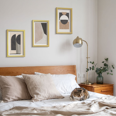 Set 3 tablouri Forme abstracte în nuanțe de bej și maro