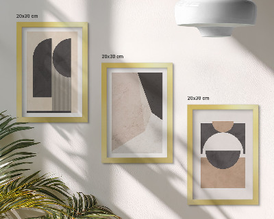 Set 3 tablouri Forme abstracte în nuanțe de bej și maro