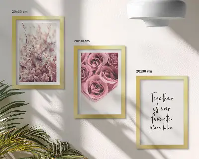 Set de 3 tablouri cu flori buchete de trandafiri cu inscripție decorativă