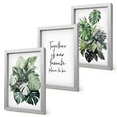 Galerie de perete cu frunze tropicale verzi și inscripție decorativă