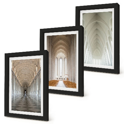 Set 3 tablouri Interioarele clădirilor istorice și ale catedralelor