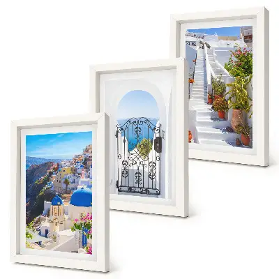 Galerie de perete vederi ale insulei Santorini cu arhitectura grecească din Oia