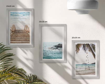 Galerie de perete Scări către plajă, vedere la mare și leagăn cu palmieri
