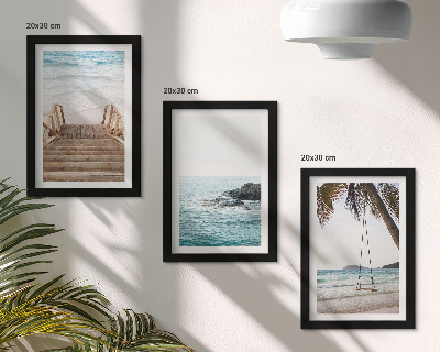 Galerie de perete Scări către plajă, vedere la mare și leagăn cu palmieri