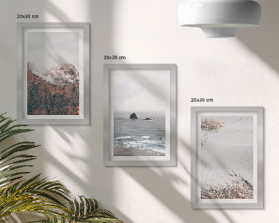 Galerie de perete Munți, nori, mare și nisip în nuanțe naturale