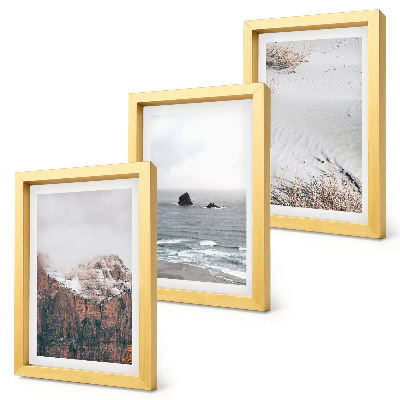 Galerie de perete Munți, nori, mare și nisip în nuanțe naturale