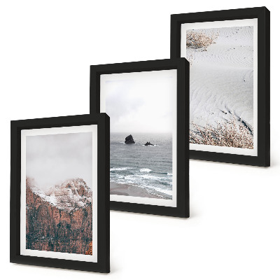 Galerie de perete Munți, nori, mare și nisip în nuanțe naturale