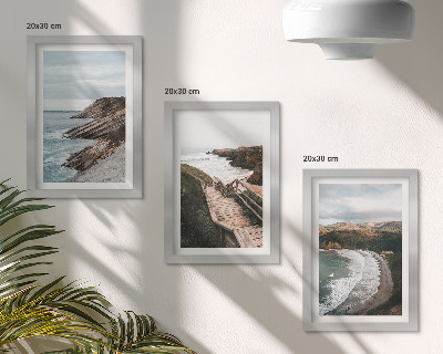 Set 3 tablouri Vederi la mare cu stânci și peisaje de plajă