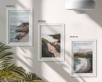 Set 3 tablouri Vederi la mare cu stânci și peisaje de plajă