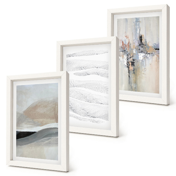 Set 3 tablouri Modele abstracte în tonuri neutre de pământ